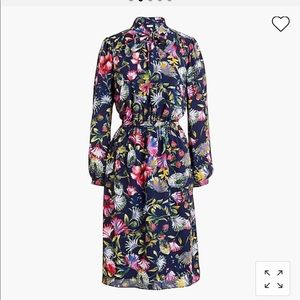 Floral J.Crew tie neck dress Size L